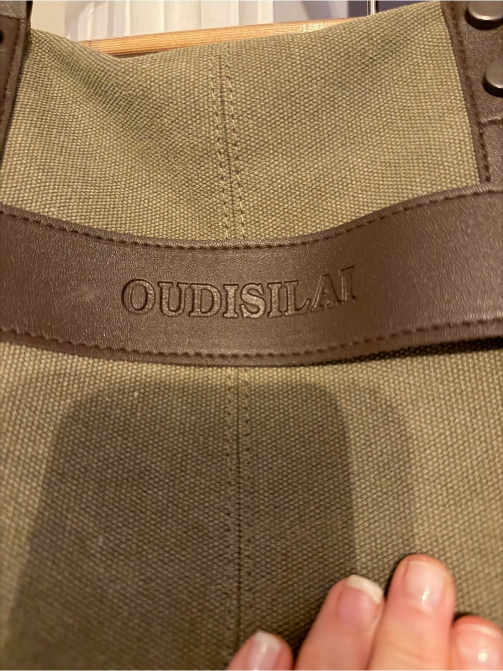 Canvas Weekender Duffel Bag - Olive Green with Brown Trim - Picture 3 of 15